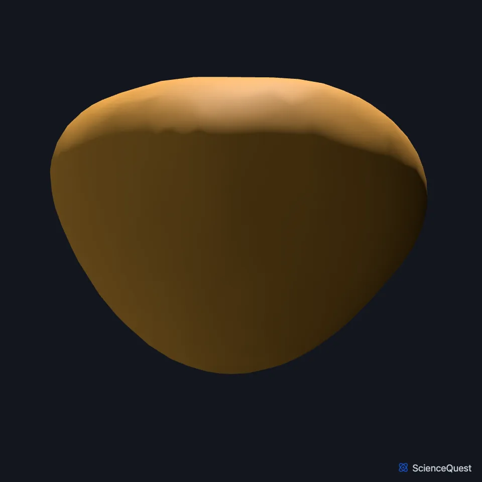 The prostate on its own, seen from the side.